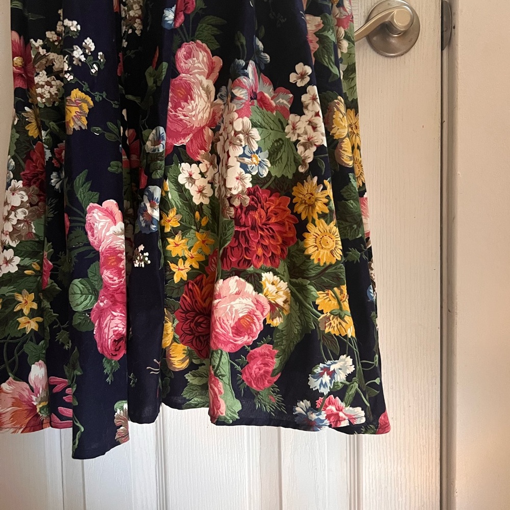 Phoebe: Maxi Dress, Dark Floral, Full Twirly Heavy Ballroom Dance Skirt: Size M